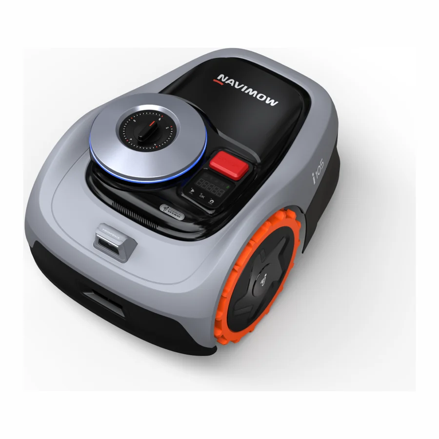 Segway Navimow i105N robot lawn mower, three-quarter studio view